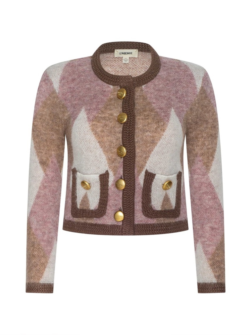 NWT L’agence Siobhan Argyle Cardigan NATURAL MAUVE Wool Sweater Small - Picture 6 of 12